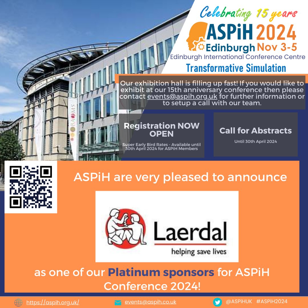 ASPiHUK's tweet image. 📢 Sponsorship &amp;amp; Exhibition Announcement @laerdal_UK
#ASPiH2024 #simulation #simulationconference