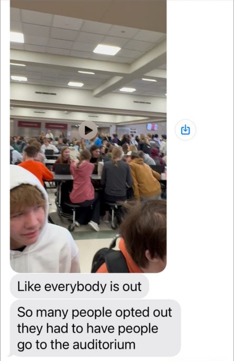 KJJanssen2's tweet photo. Thanks for helping spread the word to families in the Osseo school district to opt out of radical gender propaganda today. @JonJustice The auditorium at OSH was overflowing with kids who opted out and the same thing happened at MGHS. #TruthWins https://t.co/Fscf8WGH7Q