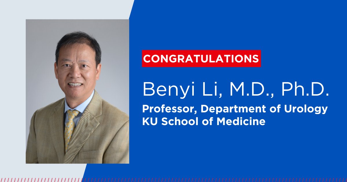 Dr. Benyi Li, professor of urologic surgery at @KUMedicine and member of @KUcancercenter, has received a nearly $1.4 million grant from the U.S. Department of Defense to develop a short peptide-based therapy for prostate cancer patients. bit.ly/3TuRRo5