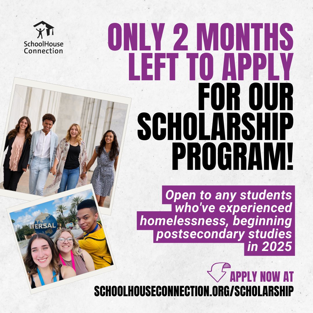 👋 June 1 is our 2025 Scholarship application deadline! Students starting college (4 year, CC, trade school) for the 1st time in 25-26 academic year can apply. This applies to high school juniors or high school seniors planning to take a gap year. 🎓 ✍️ schoolhouseconnection.org/scholarship