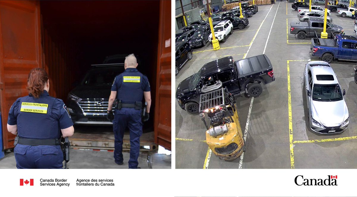 The #CBSA has partnered with @OPP_News @SPVM @sureteduquebec & others on Project Vector, which led to the recovery of 598 stolen vehicles. Learn more: canada.ca/en/border-serv… #BorderSecurity #ProtectingCanadians