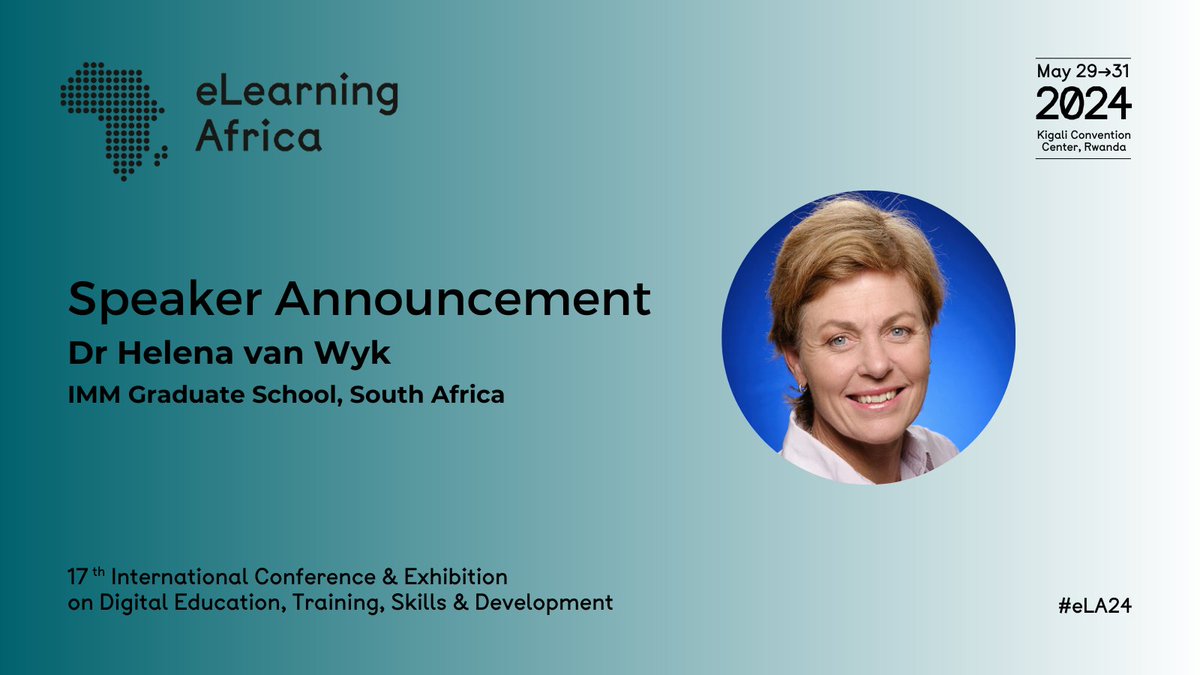 Dr Van Wyk will deliver a presentation titled “An Exploratory Study to Determine the Most Effective Teaching Strategies to Facilitate Online and In-Person Student Engagement in the Hybrid Higher Education Classroom at #eLA24. Register now: elearning-africa.com/conference2024…