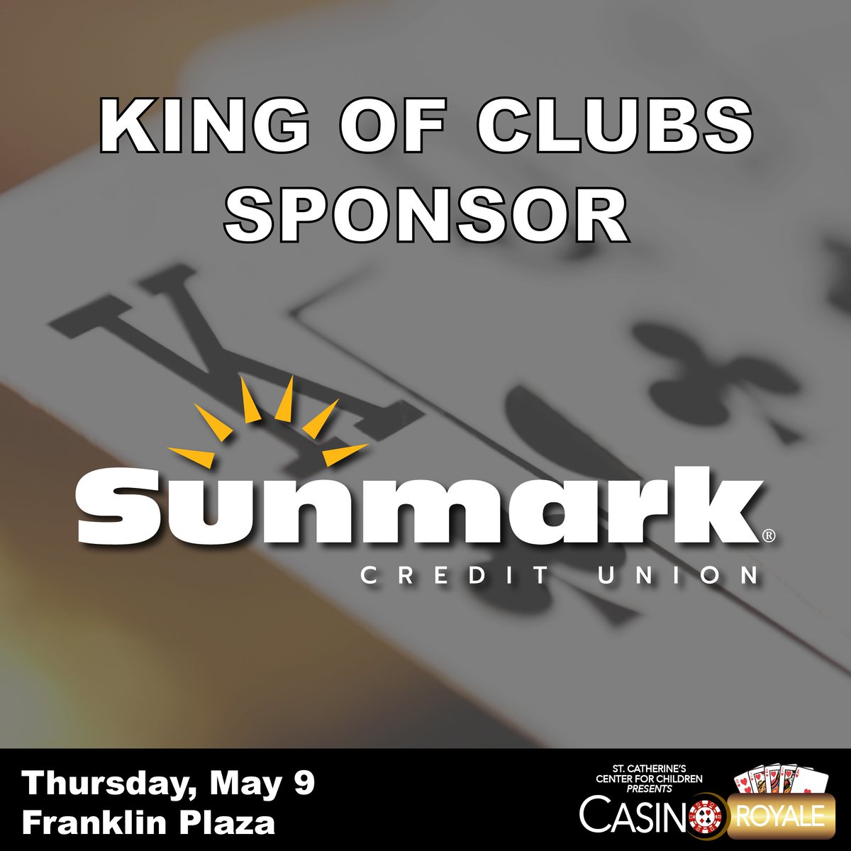 Thank you to our wonderful partner <a href="/sunmarkcu/">Sunmark Credit Union</a> for, once again, sponsoring our Casino Royale! To join Sunmark in supporting our programs and services, visit: st-cath.org/casino-royale/ and become a sponsor, today! #HopeForTomorrow #Fundraiser #Sponsorship #NonProfit #CasinoRoyale