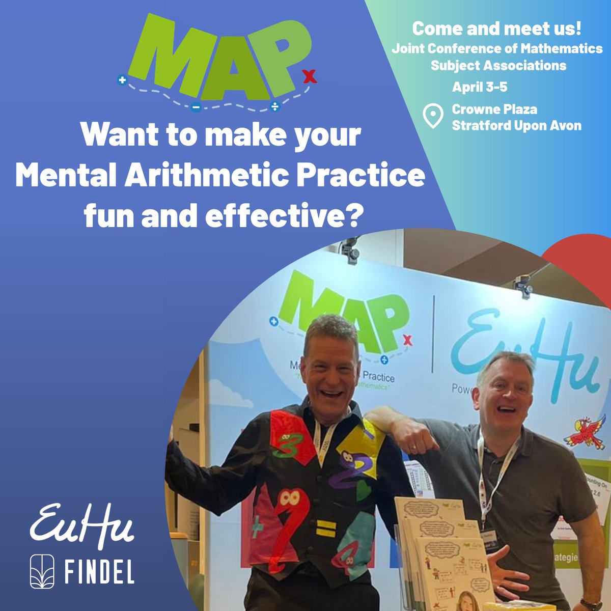 EuHu (@euhu_findel) on Twitter photo Meet us any time from 3rd April-5th April at the Joint Conference of Mathematics Subject Associations. We are Dave Godfrey and Anthony Reddy, proud authors of MAP (Mental Arithmetic Practice) Find us directly across from the entrance. <a href="/ATMMathematics/">Teachers of Maths</a> <a href="/reddymademaths/">Reddy Made Maths</a> Meet us any time from 3rd April-5th April at the Joint Conference of Mathematics Subject Associations. We are Dave Godfrey and Anthony Reddy, proud authors of MAP (Mental Arithmetic Practice) Find us directly across from the entrance. <a href="/ATMMathematics/">Teachers of Maths</a> <a href="/reddymademaths/">Reddy Made Maths</a>