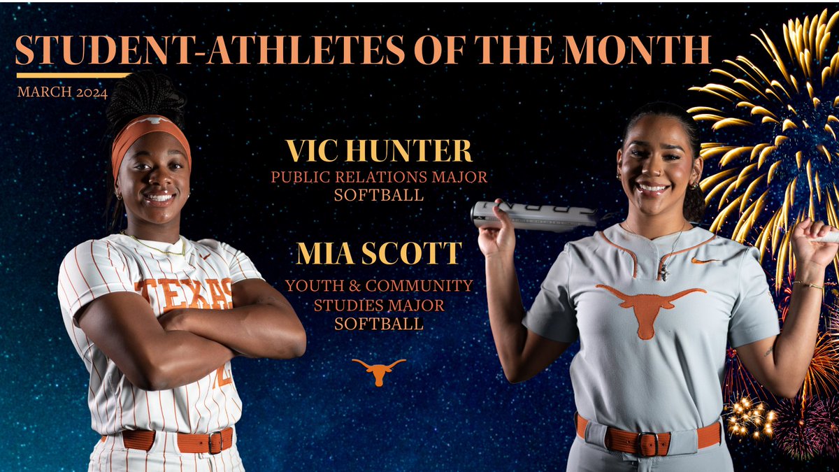 Look who swept this month’s academic honor, <a href="/TexasSoftball/">Texas Softball</a>! Congratulations <a href="/vvictoriahunter/">VICTORIA HUNTER</a> and Mia Scott! Y’all deserve it! #TEXcellence #hookem