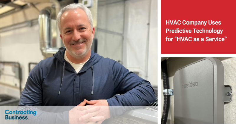 Resideo's tweet photo. We're committed to driving innovations that help our customers succeed. @ContractingBiz showcased one of our expert #HVAC company owners, Jon Ryan with @GenzRyan, who are revolutionizing HVAC with #Resideo Pro-IQ Services by detecting issues before they escalate.