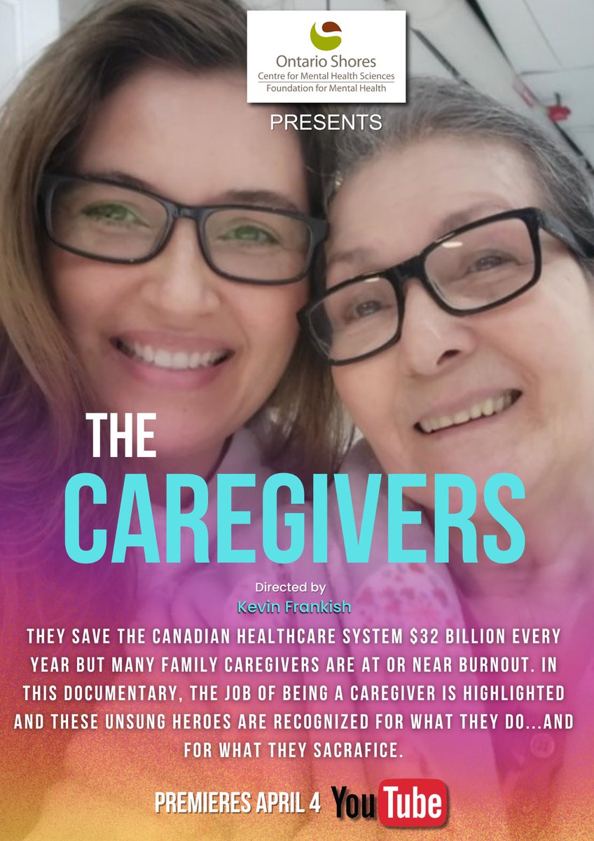 If you care about caregivers or are a caregiver check out this new documentary premiering April 4 at Ontario Shores. It will be available on YouTube tomorrow.