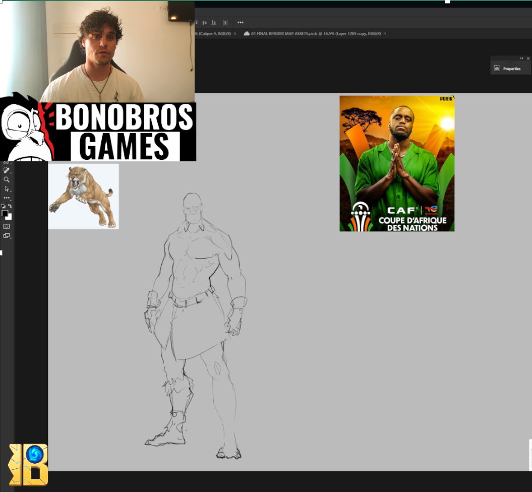 Aujourd'hui, on reprend après un mois sans stream ! Petites nouvelles pour @BonobrosGame pour les curieux, et aujourd'hui on fait le concept art de @JoelPostbad. ↘️liens Twitch dessous ! ↙️