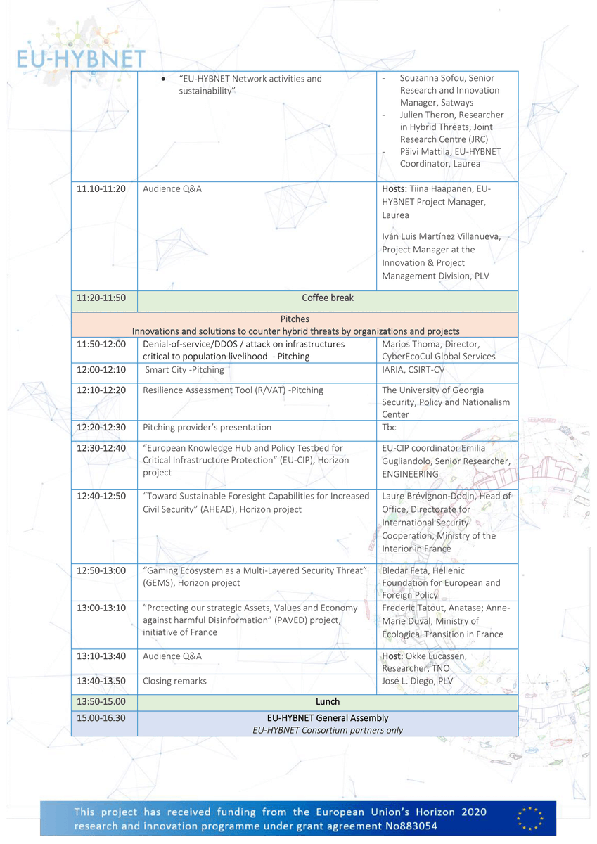 Interested in Innovations to counter Hybrid Threats? Make sure to join the Annual Workshop in Valencia on the 24th of April! As part of the programme, we will hear innovation pitches from <a href="/Project_GEMS_eu/">Project GEMS</a>, <a href="/EUCIP_HorizonEu/">EU-CIP</a>, <a href="/theugedu/">The University of Georgia</a>, and more! Registration on our website!