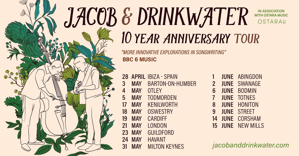 Celebrating 10 years @tobiasandlukas. Come and join Jacob & Drinkwater on Friday 31 May in Stage 2 @StablesMK. They celebrate 10 years of the duo with a UK tour. Here’s to ten more years!🎟️👇 stables.org/event/jacob-dr…