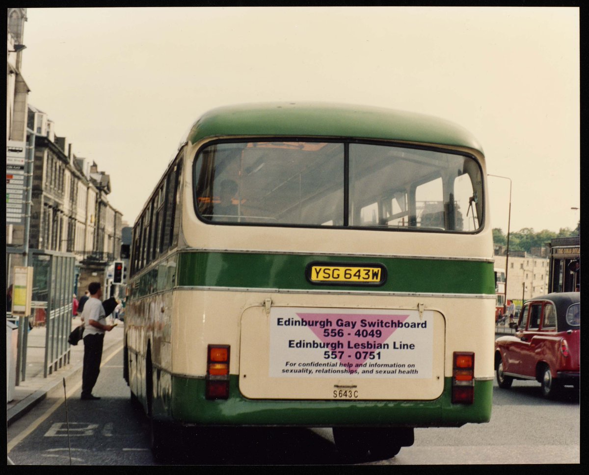 Today’s theme is #ArchiveTravel and here we have an #advertising campaign for Lothian Gay & Lesbian Switchboard which featured on #ScottishMotorTraction #buses. LGLS received funding to expand their advertising but struggled to get adverts accepted by other companies #bustravel