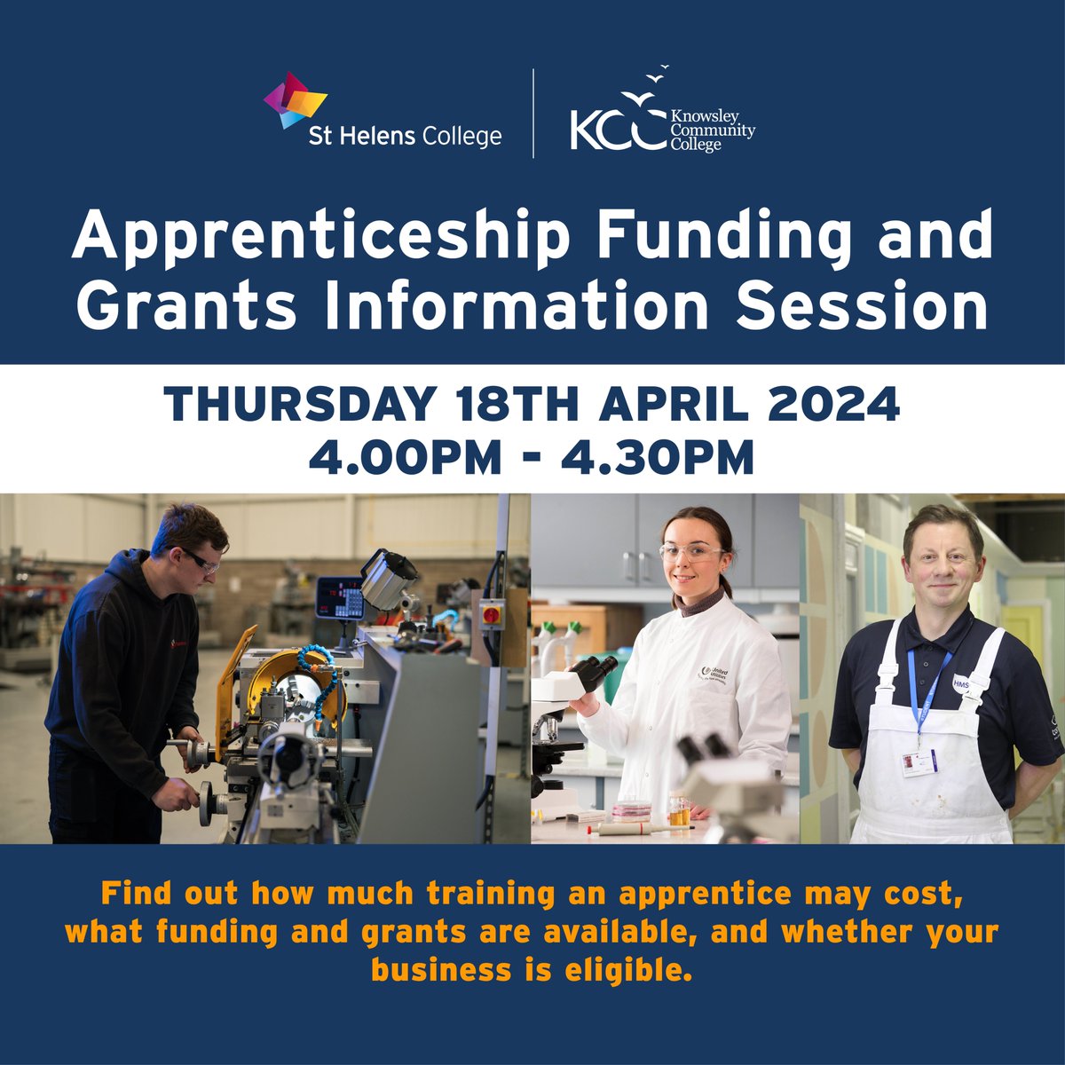 Employers - Join our online Apprenticeship Funding and Grants Information Session on Thursday 18th April, 4.00pm - 4.30pm 📅 We'll be joined by @KnowsleyCouncil Apprenticeship Team, @CITB_UK & @LpoolCityRegion! ▶️Register your place at: bit.ly/4cBjGUx #apprenticeships