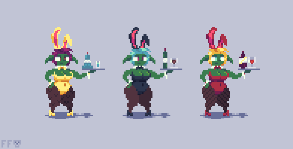 felirovich's tweet photo. #pixelart
Goblin girls in bunny suit. Happy Easter! https://t.co/AtNZ5195C0