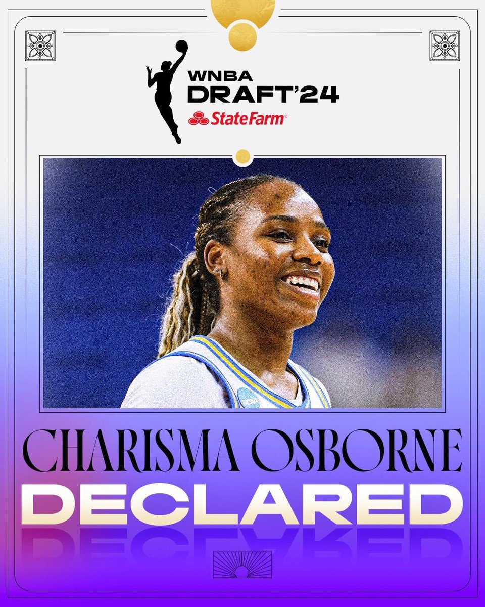 Declared ‼️ See you soon @CharismaOsborne, for the 2024 WNBA Draft presented by @statefarm on April 15th.