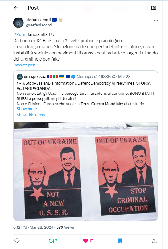 umapess24988053's tweet photo. 4 - #StopRussianDisinformation #FightForTruth #FreeCrimea 
Ulteriori condivisioni in QUOTES del presente thread: grazie di cuore a tutti voi, cittadini DIFENSORI DELLA VERITÀ per la democrazia e il rispetto dei nostri valori, umani e civili.

@SergioShardana  - https://t.co/RAQc7HEJQi
@stefaniaconti  - https://t.co/u5xgkhg2O3
@pumi2017 - https://t.co/vs8KfXdsXJ

#StopRussianPropaganda #DefendDemocracy

4/n