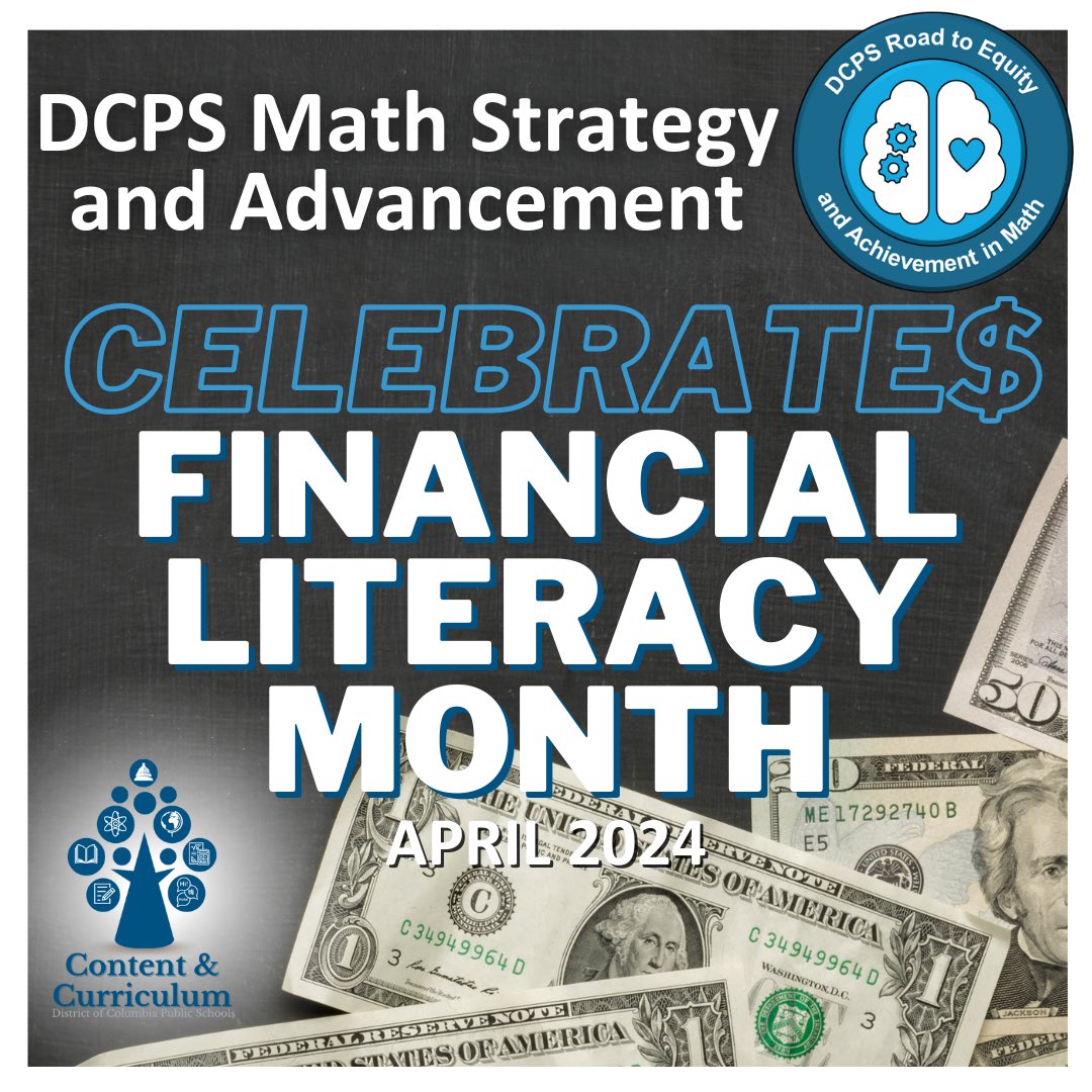 DCPSCurriculum's tweet image. Happy Financial Literacy Month 🏦 from the Math Strategy Team!  All @dcpublicschools students in grades K-12 have the opportunity to engage in a math-aligned financial literacy experience to learn about grade-appropriate topics such as taxes, credit cards, home ownership, &amp;amp; more!