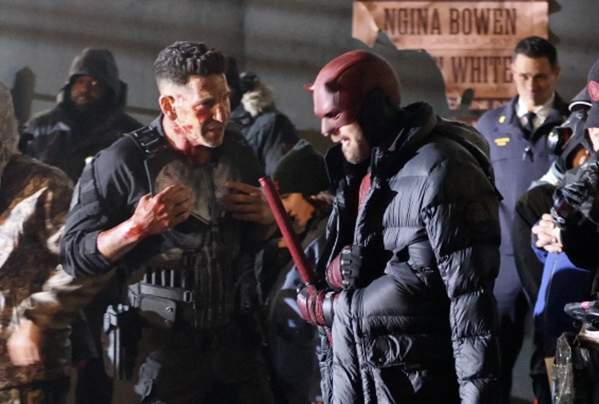 The Punisher is back! Jon Bernthal is a bloodied Frank Castle on the set of #DaredevilBornAgain in New York City. The series marks Bernthal's official entry into the Marvel Cinematic Universe. More details here: variety.com/2024/film/news…