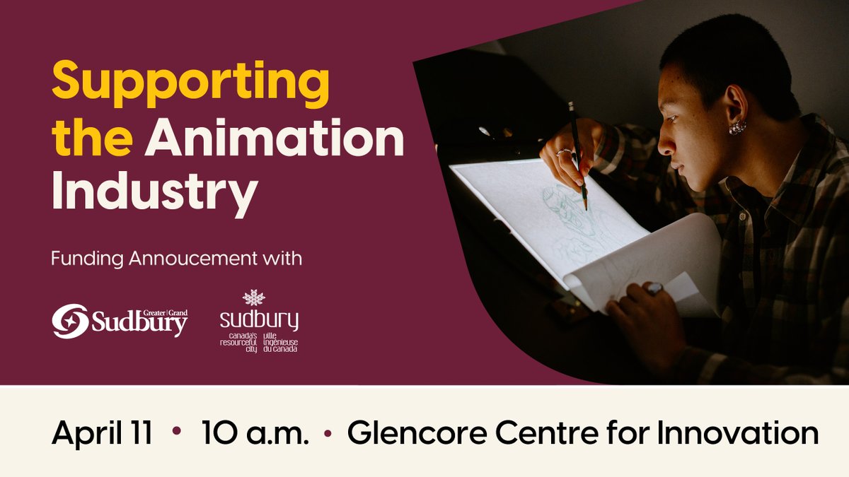 Join us for an exciting announcement with the City of Greater Sudbury, through the Greater Sudbury Development Corporation, that will help grow the animation and game design industries, and provide paid experiential learning opportunities to our students in these programs.