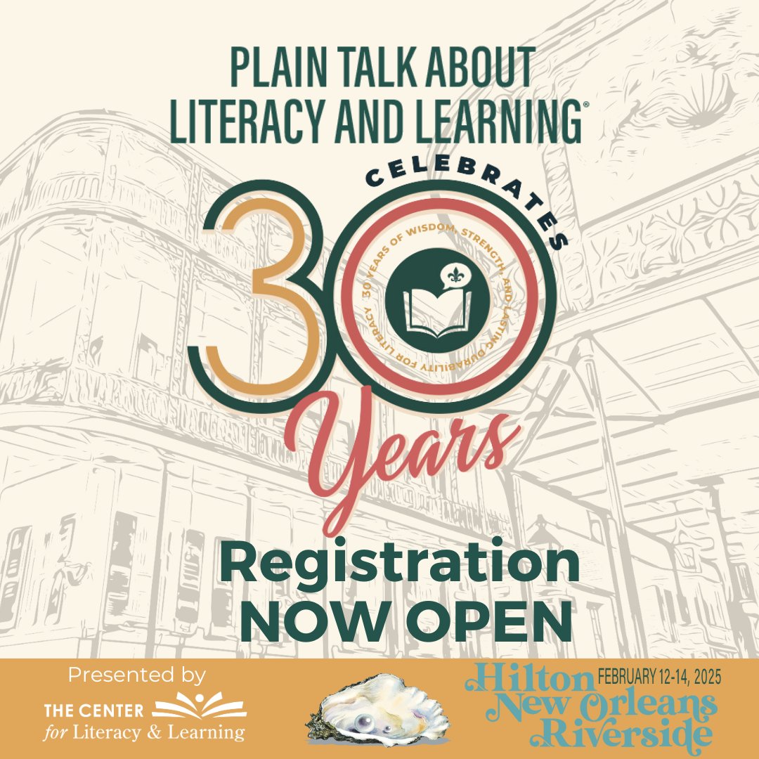 Registration for #plaintalknola 2025 is NOW OPEN! Visit the link in our bio for more information about Plain Talk About Literacy & Learning® and to access registration.