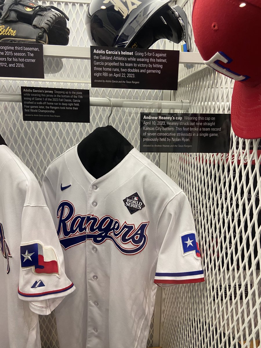 A closer view of recent additions to the Rangers HOF locker.