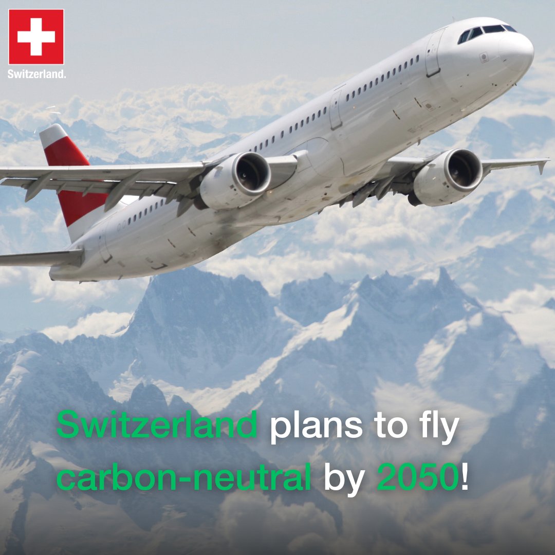 Setting new heights in climate action! 🌍✈️ The 🇨🇭 government approved a postulate report on carbon neutral flying by 2050, setting out technical measures for climate-friendly aviation. Learn more 👉 bit.ly/3PLSPeu
