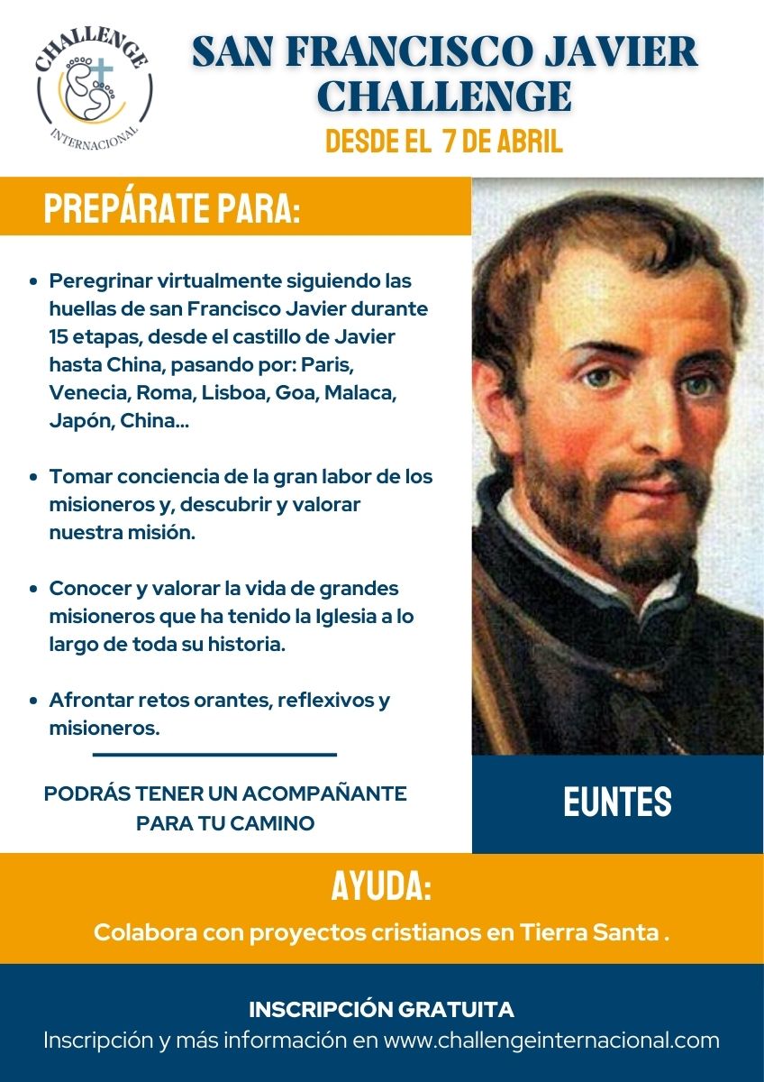 🌟SAN FRANCISCO JAVIER CHALLENGE 🌟
Comenzamos el día 7 de abril
Inscripción gratuita. 
👉🏼👉🏼👉🏼Infórmate en:
challengeinternacional.com