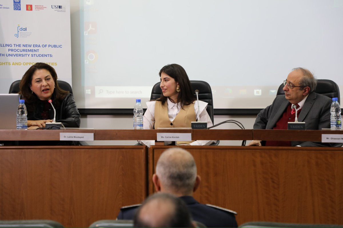 Insightful sessions w/ <a href="/ofp_usj/">Obs fonction publique et bonne gouvernance (OFP).</a> !

W/ <a href="/UNDP_Lebanon/">UNDP Lebanon</a> , <a href="/EUinLebanon/">EU in Lebanon</a> &amp; <a href="/DKinLebanon/">Denmark in Lebanon</a> support, #AFDAL was joined by 2 panels of prominent experts to discuss #Lebanon 's public procurement law &amp; the role of #youth in good governance.

Together we continue to fight corruption in 🇱🇧.