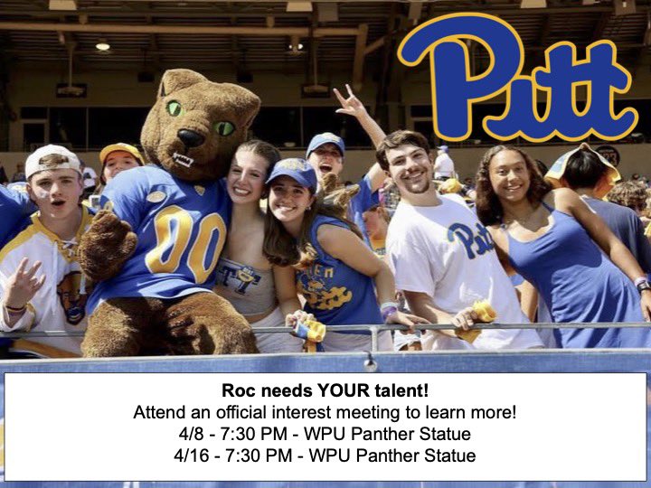 Interested in being the next ROC? Attend one of our informational meetings to learn more ⬇️ Qualifications: 🔹 Full-time Pitt student next year 🔹 Height between 5’9 and 6’0 NO EXPERIENCE NECESSARY‼️