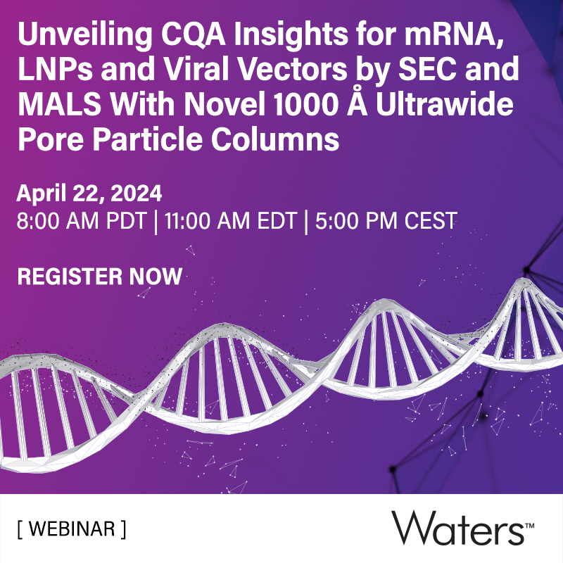 Join us for our upcoming webinar, where we explore breakthrough advancements in the field of #mRNA, #LNPs, and #viralvectors with industry experts from Waters and @PrecisionNano/@Cytiva. Register Now: bit.ly/3TXexPm