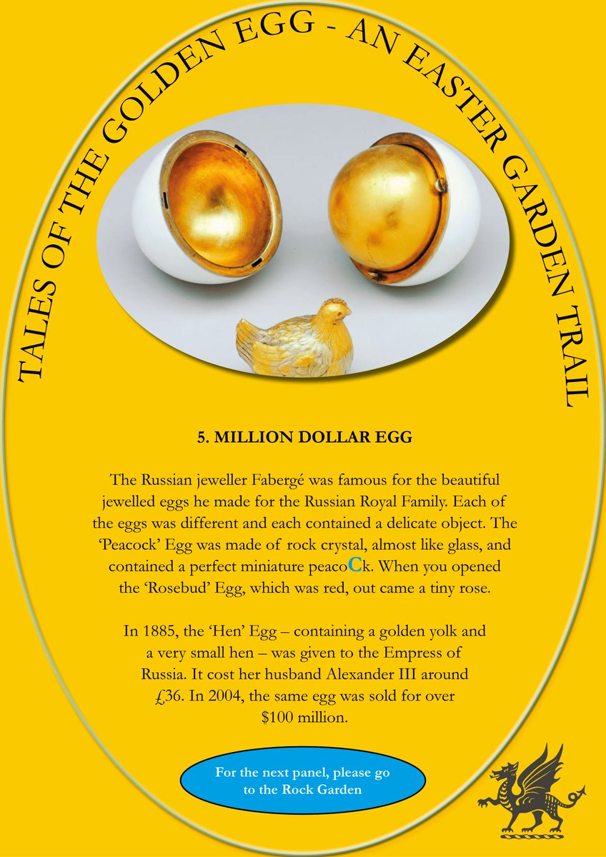 Our Easter Garden Trail - Tales of the Golden Egg - is up and running. Chocolatey prize for all young participants who crack the code. Until end of play on 15th April and included with admission to the castle &amp; gardens. #theplacetobe