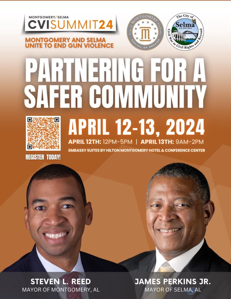 Join us for the Community Violence Intervention Summit & learn how we can work together for a safer Montgomery & Selma! #StopGunViolence #CommunitySolutions link to the event page