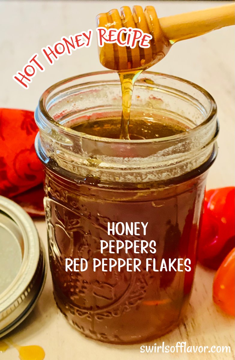 Make your own homemade Hot Honey with our easy recipe. Peppers simmer with honey for the perfect combination of sweet with a kick of heat. swirlsofflavor.com/hot-honey/ via @SwirlsofFlavor