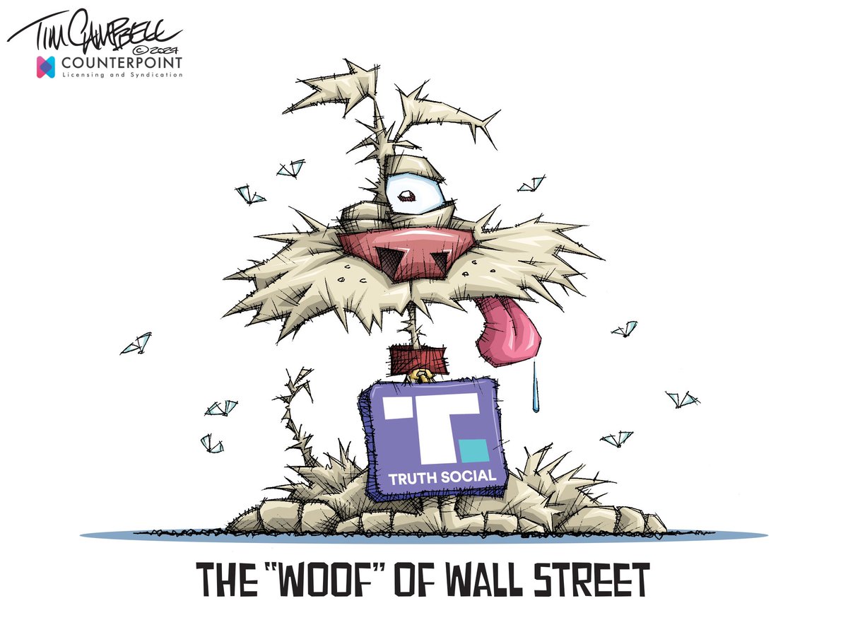 WOOF of Wall Street #TruthSocial #TrumpMedia #Stock #FinancialMisery #Trump @EandPCartoons @IndianaJournos @INFocusIndiana @ericlarsen_news @sausageonstick @RisinMojo1 @jefftayloredits