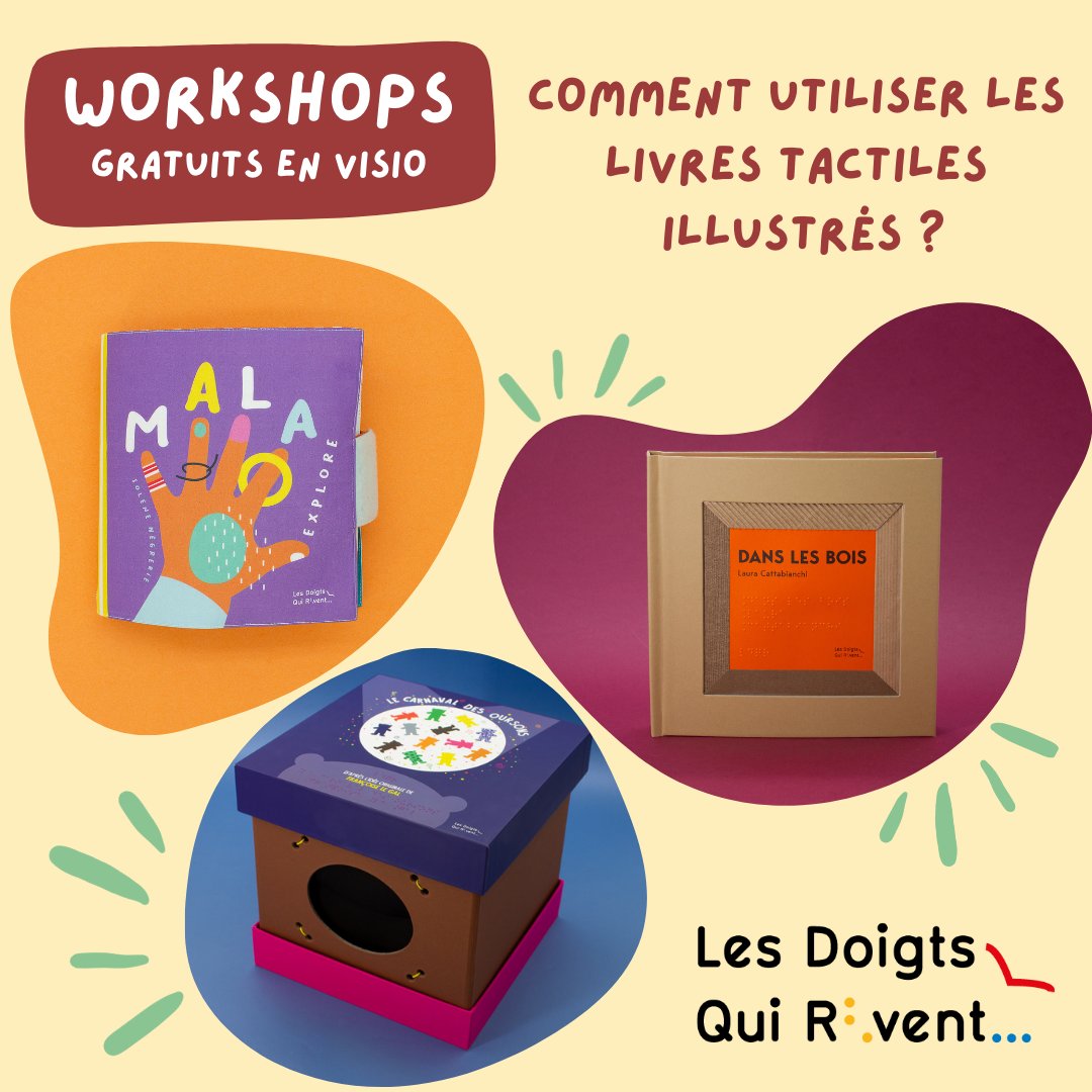 Nouveaux workshops gratuits en visio pour découvrir la médiation avec les livres tactiles illustrés et nos outils pédagogiques ! Inscriptions et informations sur ldqr.org !
Dans les bois : 16 avril
Mala explore : 23 mai
Le carnaval des oursons : 11 juin