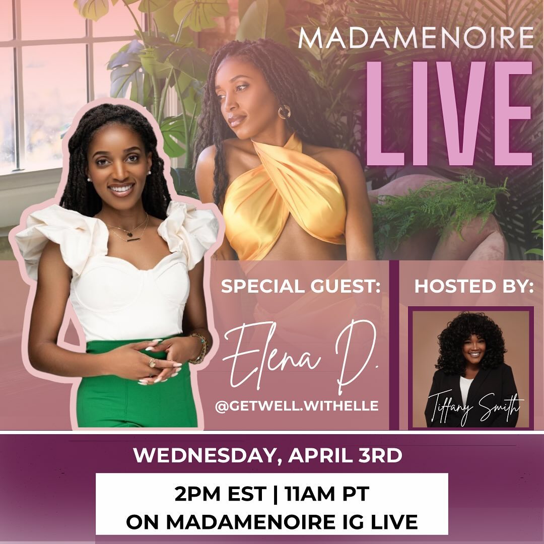 MadameNoire's tweet photo. April is #BlackWomenHistoryMonth and MadameNoire will chat with Black Women making #Herstory in their respective fields all month long! 

Join us TODAY https://t.co/W7qi39TbXd as we chat with certified health coach and herbalist @getwell.withelle 🍇🥒🥗  #MNLive #MadameNoire https://t.co/LSPN8mWSjS
