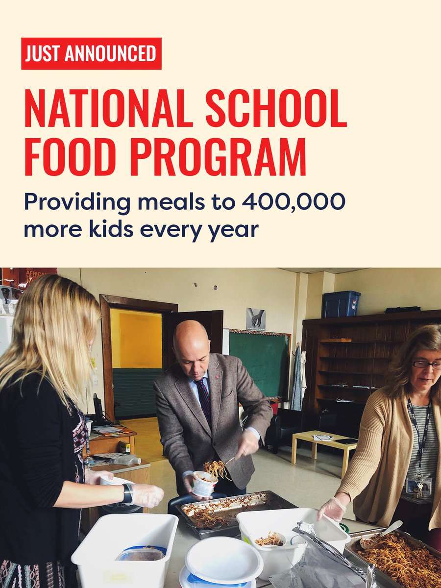 Kids can't pay attention in class if they're sitting at their desk with an empty stomach. We just announced a new school food program with a target of providing meals to 400,000 more kids every year, on top of existing school food programs. 🍎🎒♥️ pm.gc.ca/en/news/news-r…