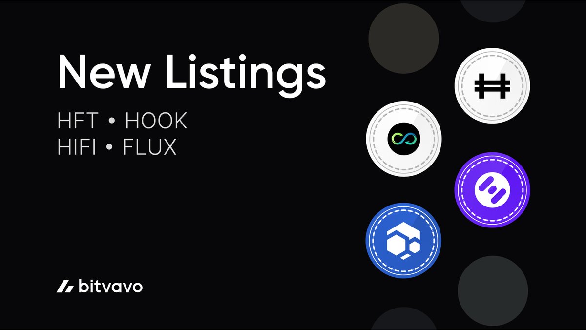 More listings 🙌 You can now find #Hashflow, #HookedProtocol, #HifiFinance, and #Flux on Bitvavo. Start trading $HFT, $HOOK, $HIFI, and $FLUX. ➡️ Bitvavo.com