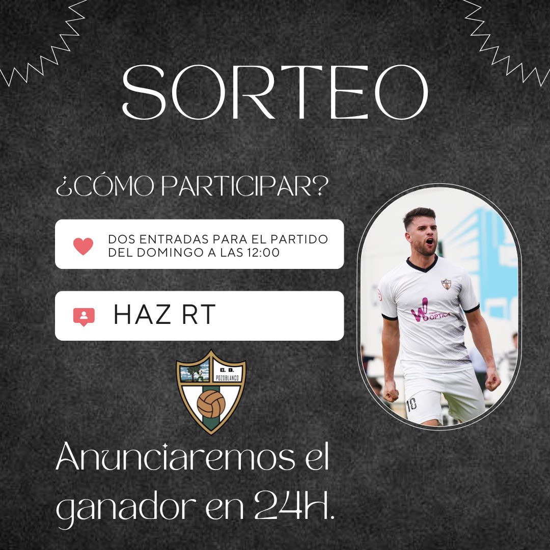 C_DPozoblanco's tweet photo. Sorteamos 2 entradas para el partido del Domingo a las 12:00 frente al @AD_Cartaya 

¡SOLO TIENES QUE RT ESTE TWEET!

Ganador en 24h https://t.co/DwZrDD7s1S