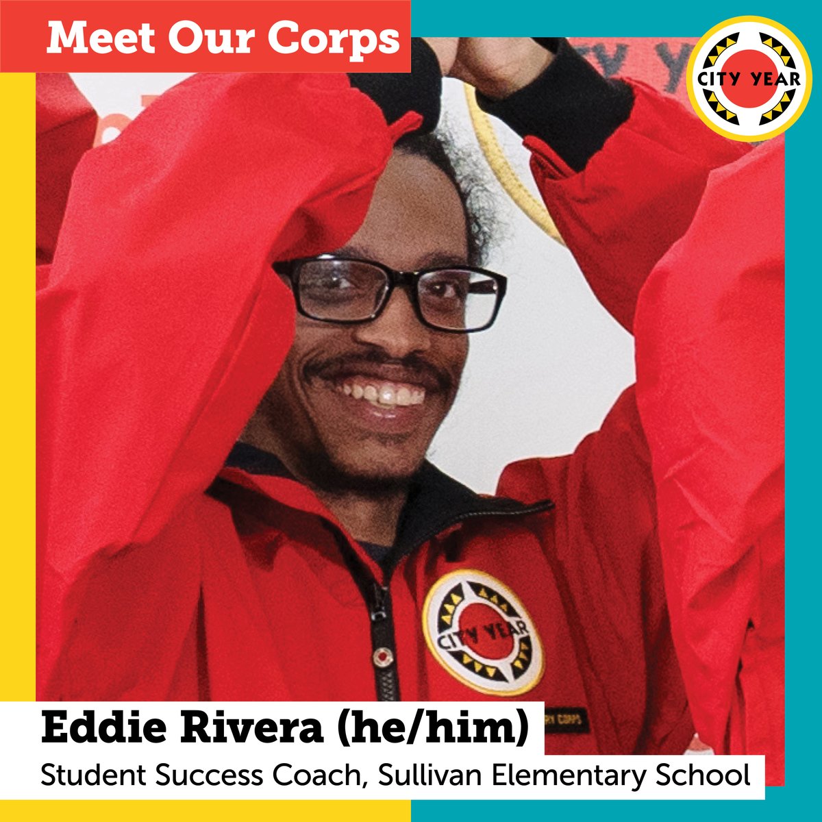 'My favorite part of working with students is being able to read along with the kids in class and see how excited and invested they get with the stories we read.” -Eddie Rivera, Student Success Coach at Sullivan Elementary #WhyIServeCYP #ApplyNow cityyear.org/apply-now/