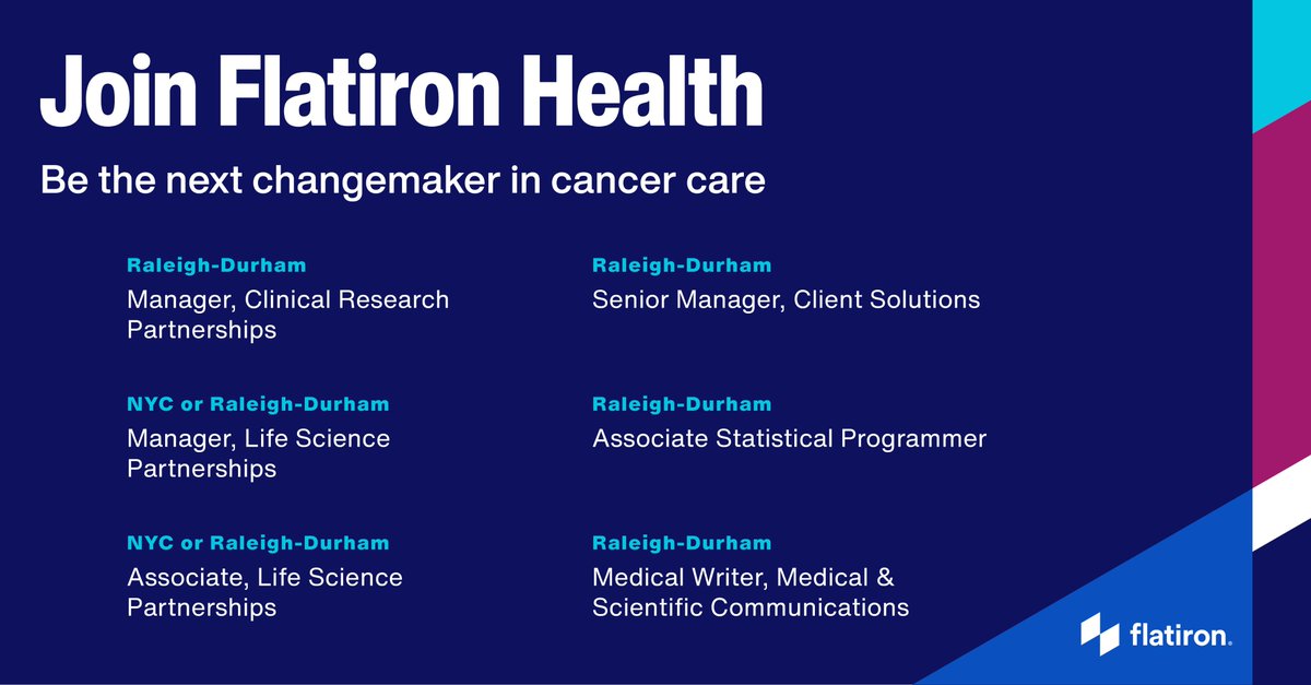 From the vibrant streets of NYC to the charm of Raleigh-Durham area, Flatiron Health is making an impact in cancer care and research. Apply today: bit.ly/3ONI8pC