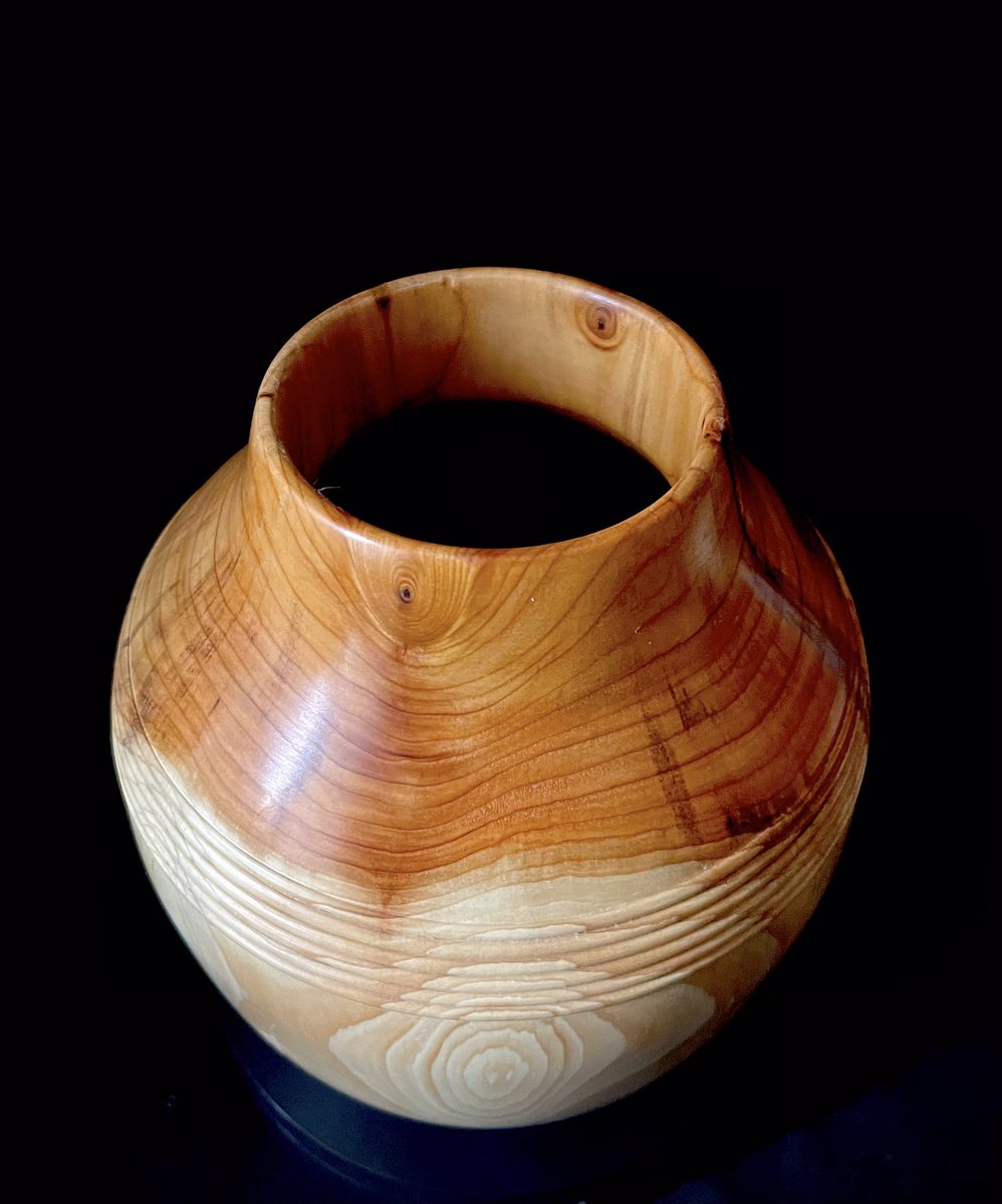 Todays piece, a hollow form in Yew with a few beads for embellissement, this one measures 15*13cm. Usual finish, sanded to 240, Yorkshire Grit and finished on the buffing wheels.
