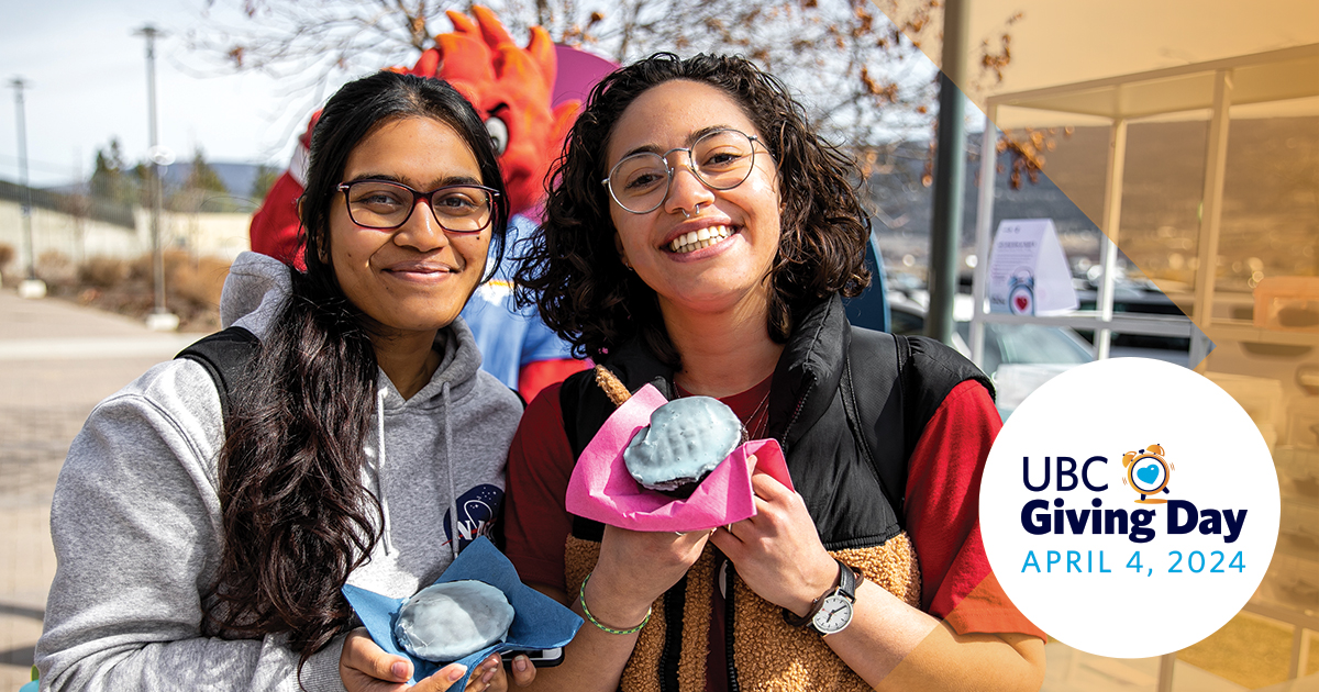 Are you on campus tomorrow? Don't miss our in-person #UBCGivingDay celebration from 11-1. We’ll have games, giveaways and more! Find us in front of the UBC Bookstore (Vancouver campus) or the University Centre (Okanagan campus). bit.ly/4auNwIk