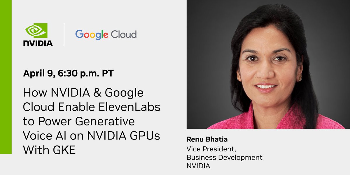 Register to hear how NVIDIA & Google Cloud have teamed up, using NVIDIA GPUs with Google Kubernetes Engine to remove the heavy lifting needed to set up AI deployments, automate orchestration, manage large training clusters, and serve low-latency inference: nvda.ws/4czbuE6