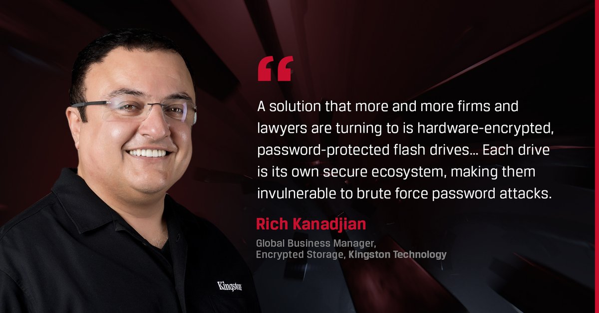 KingstonTechBiz's tweet image. It’s crucial for every business to have strong #Cybersecurity, but the stakes are even higher for attorneys when they’re dealing with sensitive legal data. See what #HardwareEncryption can do for your firm today.