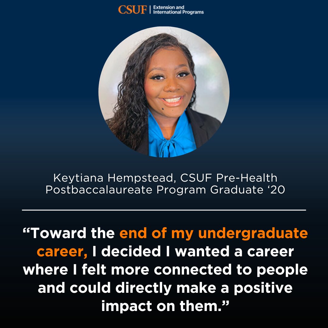 Through CSUF's Pre-Health Postbaccalaureate Program, Keytiana was able to change career paths and get accepted into UCLA's David Geffen School of Medicine. Visit prehealth.fullerton.edu to read her full story. @csuf @UCLA @dgsomucla @CSUFcareer @calstate @FullColl #csuf #csufeip