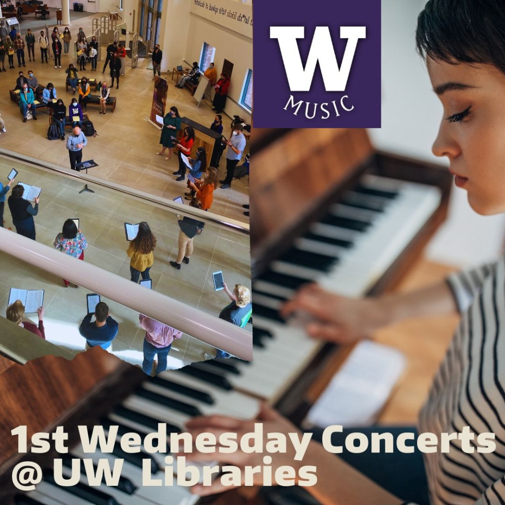 The First Wednesday Concert of April is TODAY at 12:30 p.m. in the Allen Library! Drop by to hear performances from University of Washington School of Music students!