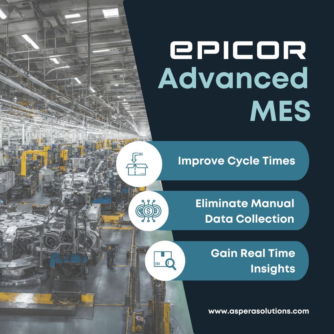 Smart factory initiatives include Epicor Advanced MES in the conversation. 
Contact Aspera Solutions to learn more.

#Manufacturing
#epicor
#manufacturingerp
#ukmfg
#erp