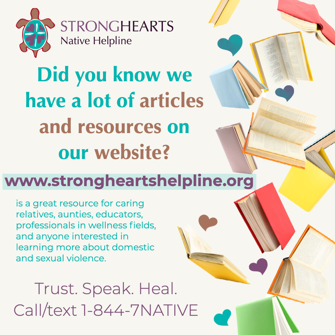 Did you know we have educational articles and resources on our website? Visit: bit.ly/3XQknSm and share StrongHearts Native Helpline's contact information 1-844-7NATIVE (762-8483) and our website strongheartshelpline.org as a resource. #dv #nativeamerican #healing