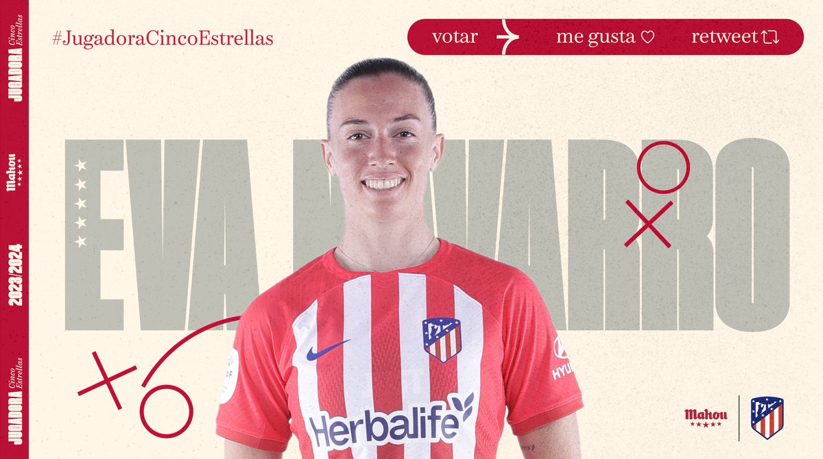 RT o MG si crees que @evaaanavarro ha sido la #JugadoraCincoEstrellas del @AtletiFemenino en marzo (4/6)