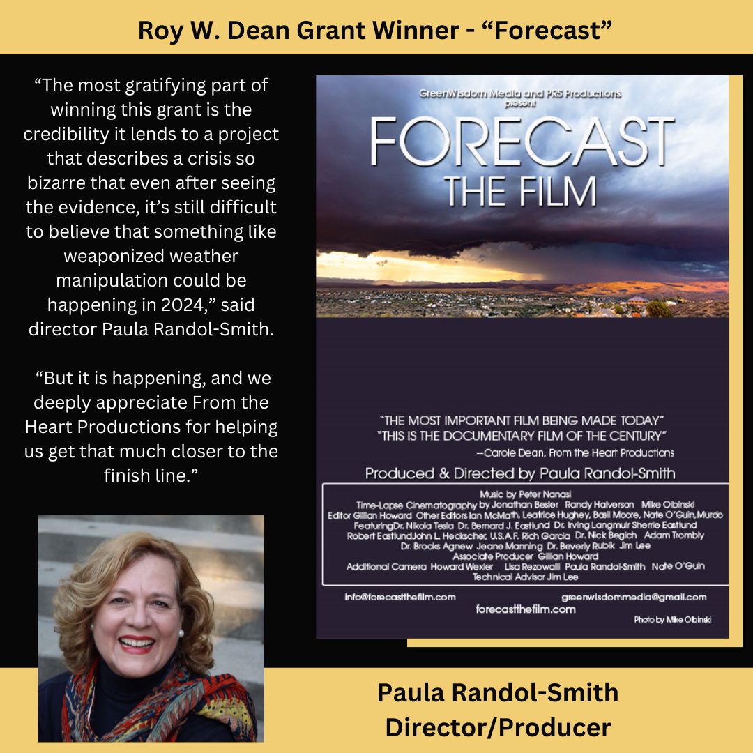 Meet one of our new winners of our Fall Roy W. Dean Grant. The #shortdocumentary “Forecast,” reveals an existential threat to the very survival of humanity that has been taking place right under our noses for decades: the manipulation of the weather. buff.ly/43K7kFw